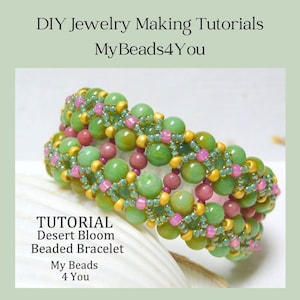 Bracelet Beading Pattern, Beading Tutorials and Patterns, Jewelry Making Bead Pattern, DIY Seed Bead Tutorial, Desert Bloom Bracelet Pattern image 1