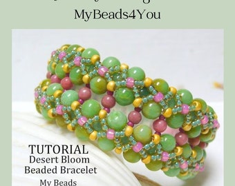 Bracelet Beading Pattern, Beading Tutorials and Patterns, Jewelry Making Bead Pattern, DIY Seed Bead Tutorial, Desert Bloom Bracelet Pattern