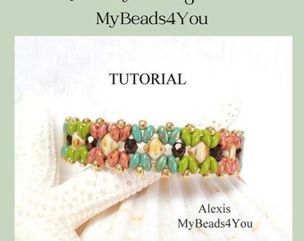 Bracelet Beading Tutorials and Patterns, Super Duo Silky Bead Pattern, Jewelry Making Supplies, Easy DIY Jewelry, Craft Tutorial