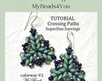 Schema per orecchini con perline, schema fai da te con perline, materiali per creare gioielli con perline facili, istruzioni tutorial, perline Super Duo, regalo creativo