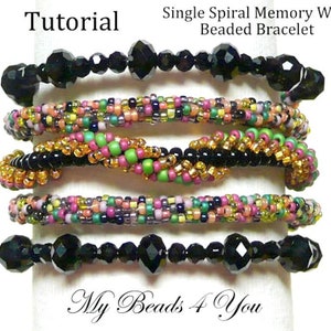 Beading Tutorials and Patterns, Seed Bead Peyote Stitch Pattern, PDF Single Spiral Memory Wire Bracelet Pattern, Jewelry Making Tutorial image 7