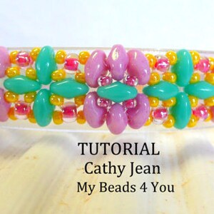 Beading Patterns and Tutorials, DIY Crafts, Seed Bead SuperDuo Bracelet Jewelry Making, Beading Instructions, Cathy Jean by MyBeads4You image 5