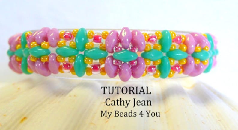 Beading Patterns and Tutorials, DIY Crafts, Seed Bead SuperDuo Bracelet Jewelry Making, Beading Instructions, Cathy Jean by MyBeads4You image 5