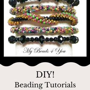 Beading Tutorials and Patterns, Seed Bead Peyote Stitch Pattern, PDF Single Spiral Memory Wire Bracelet Pattern, Jewelry Making Tutorial image 9