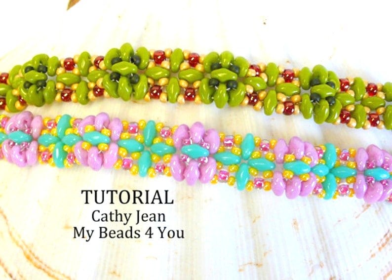 Beading Patterns and Tutorials, DIY Crafts, Seed Bead SuperDuo Bracelet Jewelry Making, Beading Instructions, Cathy Jean by MyBeads4You image 9