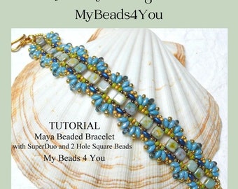 SuperDuo Bead Bracelet Pattern, Maya Design (PDF Download)
