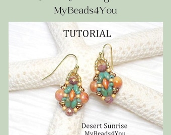 Earring Beading Pattern, Jewelry Making Instructions, How To Bead, Easy Beading Tutorial, Beginner Beading Pattern, DIY Earrings