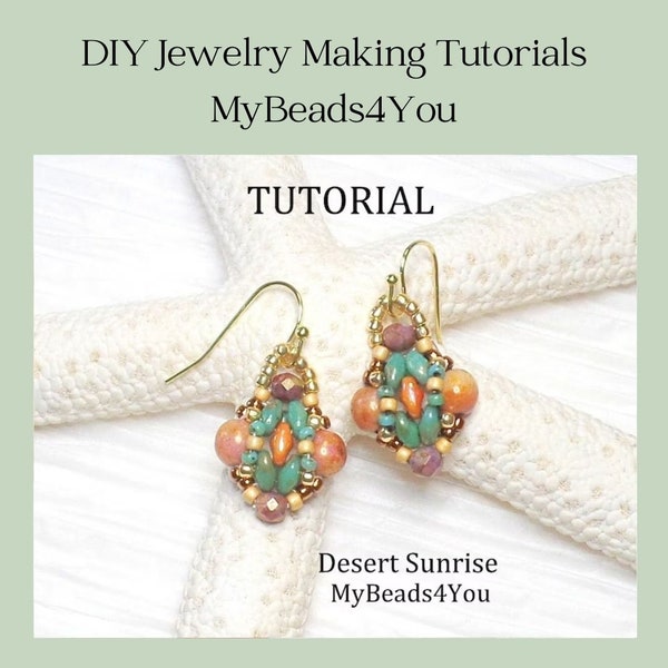 Earring Beading Pattern, Jewelry Making Instructions, How To Bead, Easy Beading Tutorial, Beginner Beading Pattern, DIY Earrings