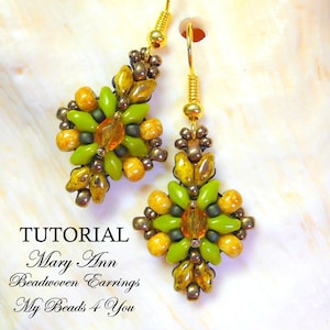 Easy Earring Beading Pattern, SuperDuo Tutorial, Seed Bead DIY Beaded Jewelry Tutorial, How to Bead Earrings, MyBeads4You Etsy Shop image 2