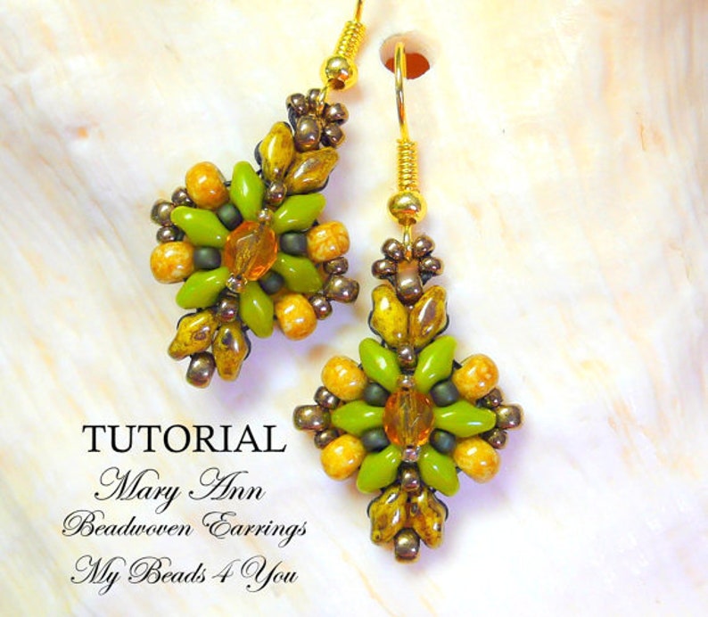 Easy Earring Beading Pattern, SuperDuo Tutorial, Seed Bead DIY Beaded Jewelry Tutorial, How to Bead Earrings, MyBeads4You Etsy Shop image 2