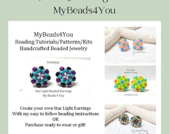 Earring Tutorial Pattern, Jewelry Making Stud Earrings, Beading Patterns, DIY Post Seed Bead Earrings, Beadweaving, DIY Crafts, MyBeads4You