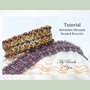 Beading Tutorials and Patterns, Beaded Bracelet Pattern, DIY Jewelry Making Instructions, Seed Bead Bracelet Autumn Breeze Tutorial