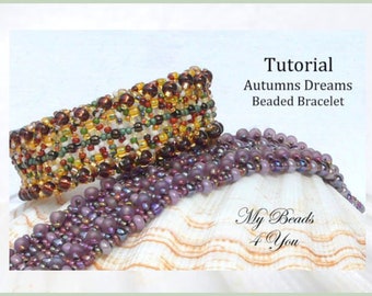 Beading Tutorials and Patterns, Beaded Bracelet Pattern, Jewelry Making Instructions, Patterns, Seed Bead Bracelet Autumn Breeze Tutorial