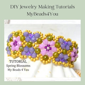 Beading Pattern, Flower Bracelet Tutorial, Beading Supplies, Jewelry Making, Seed Beads Tutorial, DIY Bead Bracelet, MyBeads4You Jewelry