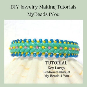 Beading Tutorials and Patterns, DIY Super Duo Bead Bracelet Pattern, Jewelry Making Supplies, Seed Bead Tutorial, Key Largo PDF Instructions