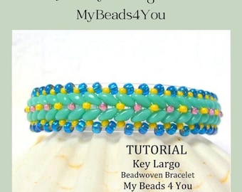 Beading Tutorials and Patterns, DIY Super Duo Bead Bracelet Pattern, Jewelry Making Supplies, Seed Bead Tutorial, Key Largo PDF Instructions