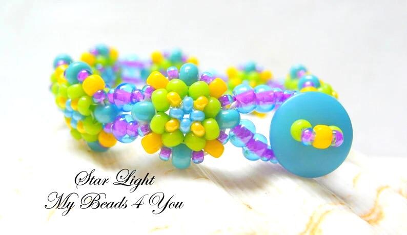 Tutoriels pour tisser des perles, Instructions pour perler à faire soi-même, Modèle de bracelet en perles de rocaille, Modèle PDF de boucles d'oreilles, Tutoriel perles de rocaille, MyBeads4You image 12