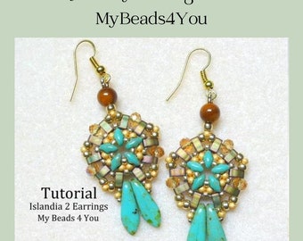 Beading Patterns and Tutorials, Super Duo Beaded Earring Tutorial, DIY Seed Bead Pattern, Beadweaving Jewelry Making Instructions Supplies