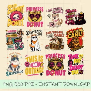 Dungeon Crawler Carl PNG Bundle, Princess Donut Png, DCC Fan Art PNG, Carl Cat Png, BookTok Fantasy Png, Funny Reader Shirt Design