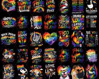 100+ Pride Month PNG Bundle, LGBTQ Rainbow Sublimation Designs, Funny Gay Meme Clipart, Retro Pride Graphics, LGBT Png Bundle, Gay Cliparts