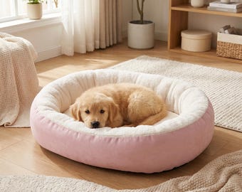 Cama ovalada de felpa para mascotas – Cojín lavable a máquina para perros y gatos, cama gruesa para todas las estaciones, razas pequeñas, medianas y grandes, regalo para amantes de las mascotas