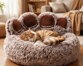 Bear Paw Plush Pet Nest – Soft Non-Slip Cat Dog Bed, Cute Shaped Small Pet House, Cozy Kitten Puppy Nest, Kawaii Pet Gift