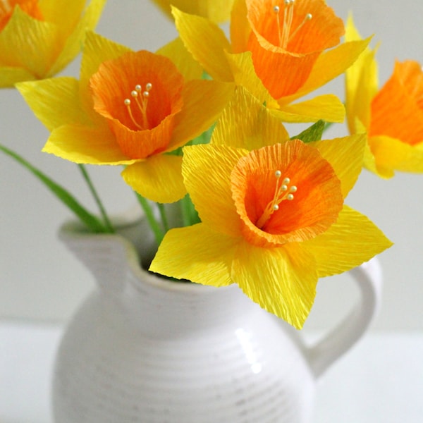 SIX Daffodil-handmade paper flowers for table decoration,homedecor