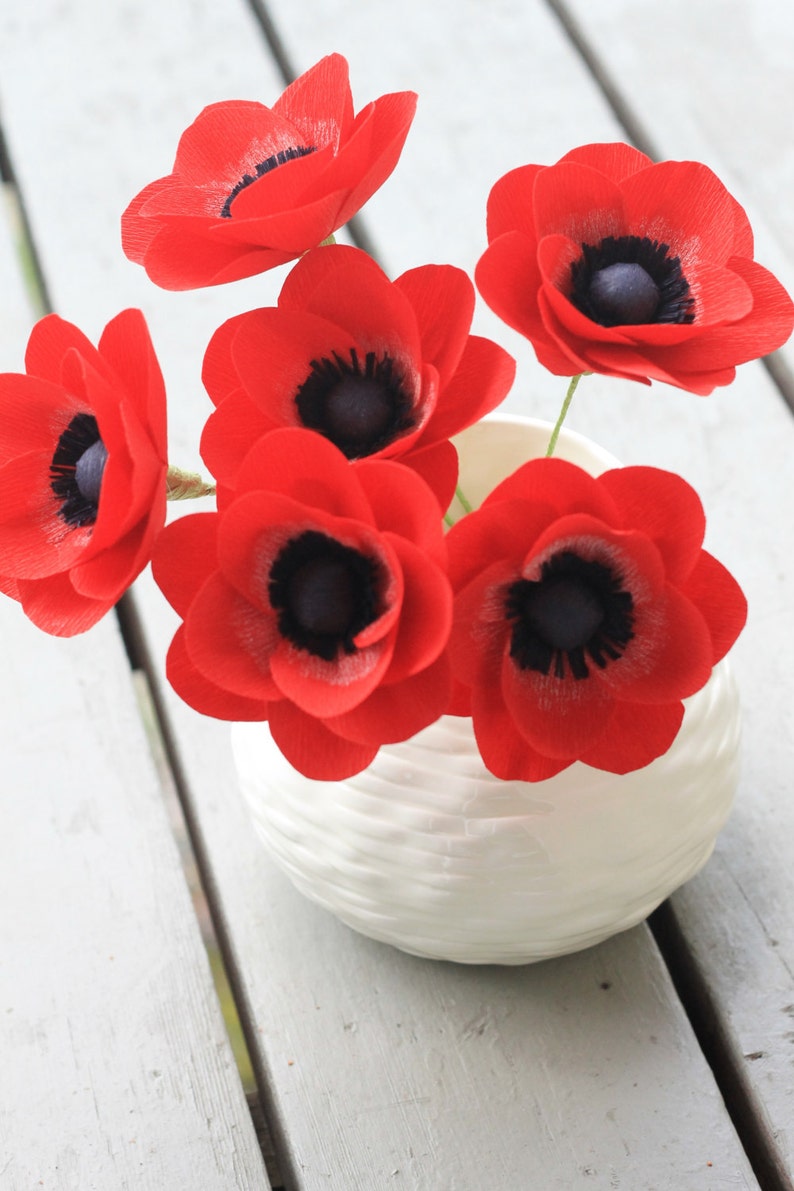Crepe Paper Flowers-paper Anemone for Wedding Bouquetgift and - Etsy