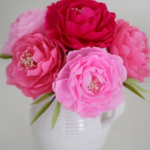 SIX handmade paper peonies,paper peony  for weddings,table decorations and home