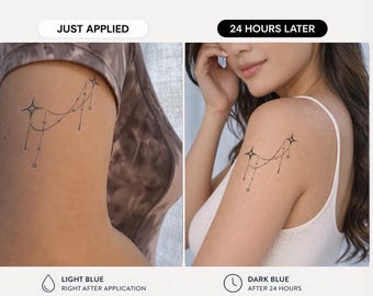 Starlight Chain Tattoo, Hand-Drawn Temporary Decal