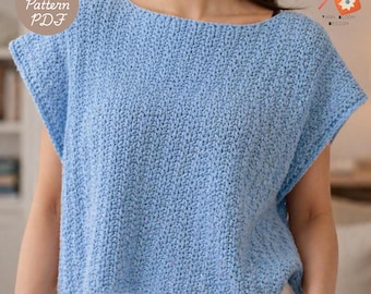 Beach Crochet Top Pattern PDF, Summer Knit Blouse, Easy Crochet Shirt, Lightweight Boho Top, Beginner Friendly DIY Pattern
