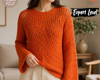 Aura Circle Crochet Sweater Pattern PDF, Expert Level Pullover for Women, Advanced Handmade Garment Pattern, Digital Download