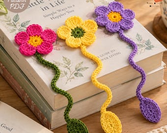 Colorful Flower Crochet Bookmark Pattern PDF, Easy DIY Crochet Project for Book Lovers, Floral Reading Gift, Handmade Bookmark Tutorial