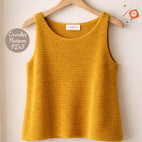 Crochet Sleeveless Top Pattern PDF, Easy Tank Top Crochet Pattern, Summer Knit Top, Beginner Friendly, Instant Download