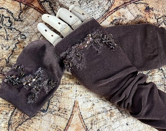 Beaded Cocoa Arm Warmers