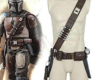 Cinturón y bandolera de cuero inspirados en The Mandalorian: un conjunto icónico para cosplay.