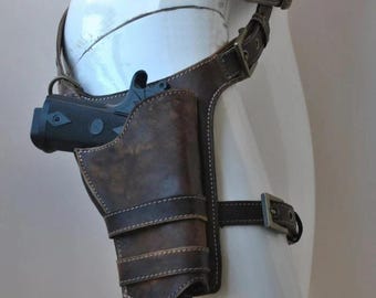 Cinturón porta-pistola estilo Jyn Erso hecho a mano con correa ajustable para el muslo