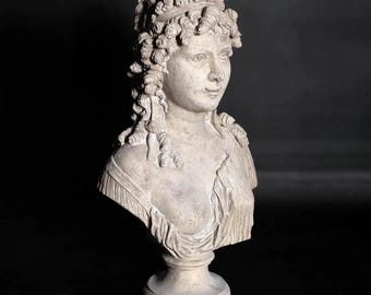 Angelique Lady Bust Statue, Classic Female Portrait Sculpture, Shabby Chic French Country Home Decor, Elegant Mantel Piece, Neoclassical Art
