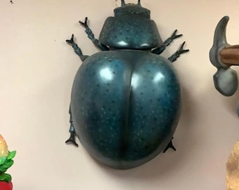 Giant Beetle Statue, Oversized Insect Shelf Decor, Surreal Bug Sculpture, Oddities and Curiosities Art, Unique Entomological Display Piece