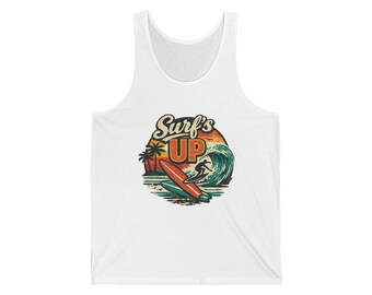Camiseta sin mangas con estampado de olas de surf Surfs Up / Camiseta playera con estampado de olas de surf