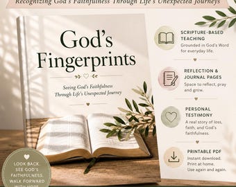 God's Fingerprints | 4-Week Printable Bible Study for Women | Christian Devotional Journal | Scripture-Based PDF Download