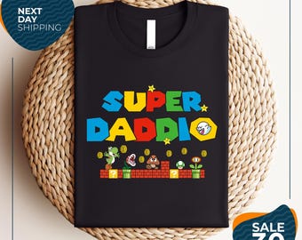 Custom Mario Birthday Shirt | Super Daddio Shirt | Personalized Dad Gaming Tee | Custom Names Shirt | Funny Gamer Dad Gift | Mario Shirt