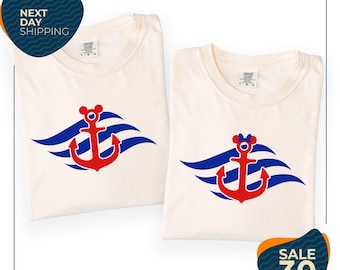 Comfort Colors® Disney Cruise Mickey or Minnie Anchor and Waves Shirt | Matching Disney Cruise Shirt | Disney Cruise Shirts | Disney Cruise