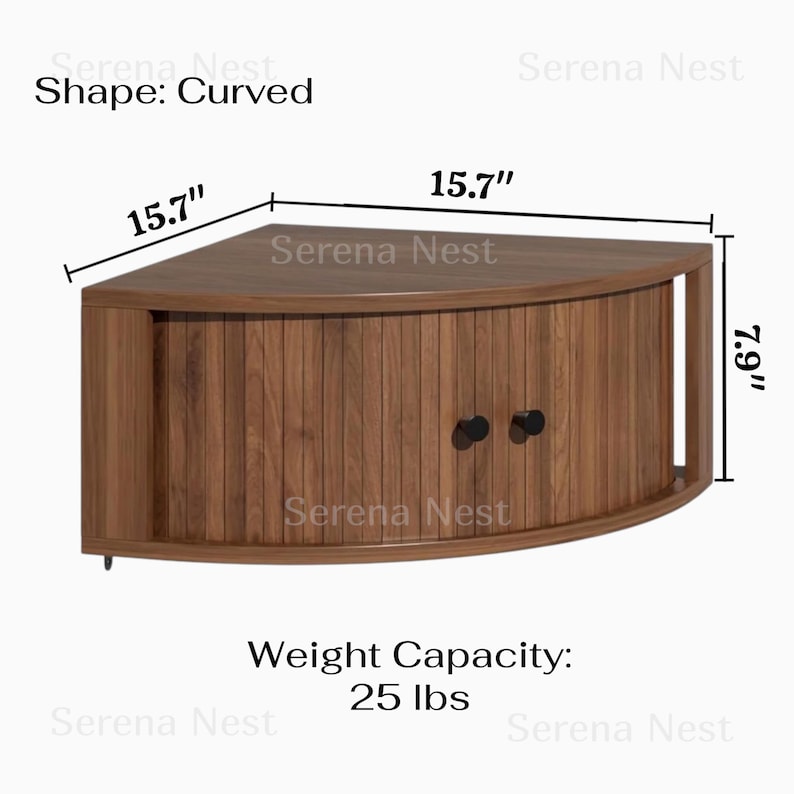 Corner Shelves Floating Wall Cabinet Set of 3, Fluted Corner Shelf with Sliding Doors and Walnut Finish | Floating Corner Shelf for Living Room Bedroom and Office | Space Saving Wall Storage

Empty corners are some of the most overlooked storage opportunities in any home. These corner shelves by Serena Nest turn every unused wall angle into a stylish, functional display space that works just as hard as it looks good.