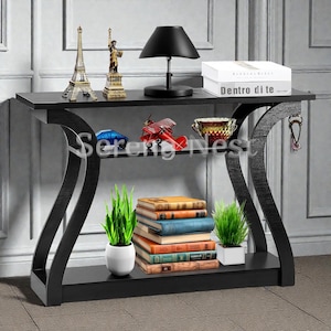 Serena Nest Narrow Console Table, 3-Tier Modern Entryway Sofa Shelf, Slim end table