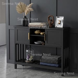 Narrow Entryway Table with 2 Door Cabinet and Shelf, Slim Console Table for Hallway, Sofa Table with Storage, Foyer Table, Sideboard Cabinet