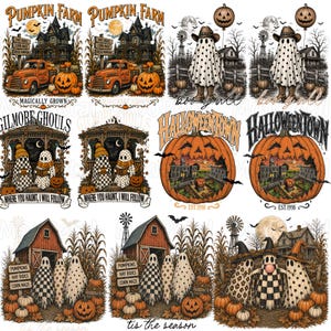 Vintage Halloween PNG Bundle, Spooky Season Sublimation, Gilmore Ghouls, Halloweentown, Western Ghost, Fall Pumpkin Farm Digital Download