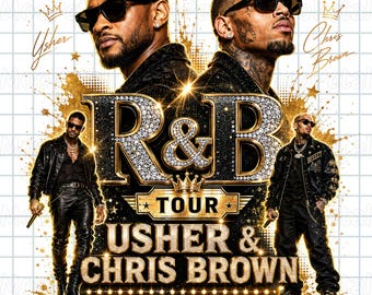 Usher Chris Brown Raymond and Brown R&B Tour PNG, Bootleg Rap Tee Design, Hip Hop Concert Graphic for Sublimation (Digital Download)