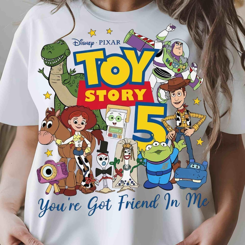Toy Story 5 Characters Png, Woody Buzz Jessie And Friemds Clipart, Story Friends Toys Watercolor Design, You've Got a Friend in Me Shirt Png image 6