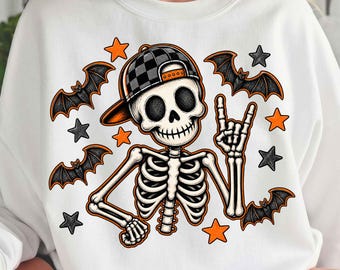 Retro Halloween Toddler Boy Skeleton Cap Png, Cool Skeleton Kids Checkerboard Halloween, Funny Ghost, Spooky Season Png, Pumpkin Halloween